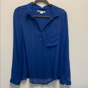 Helmut Lang X Intermix blue sheer top